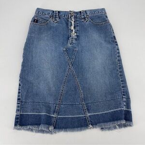 Vintage GUESS WOMENS BLUE COTTON DENIM JEAN SKIRT SIZE 27